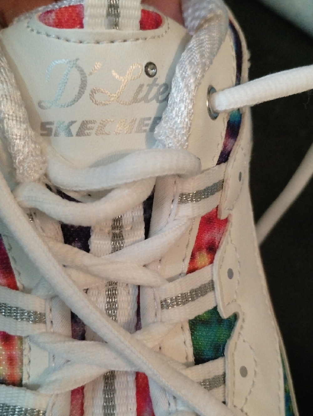 Skechers D'Lites White Sneakers Multicolor Tie-Dye Panel Women's 11 (wide) NWOT - Picture 4 of 7